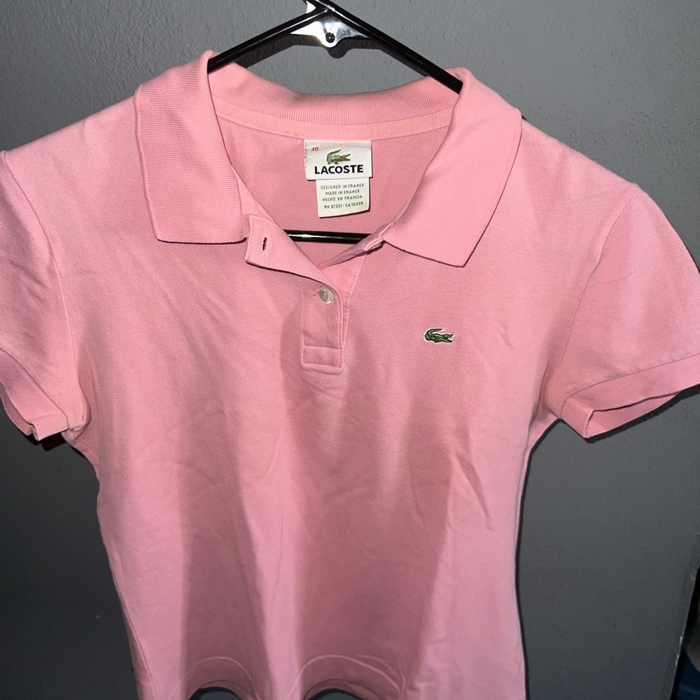 Lacoste Light Pink Polo Shirt with Embroidered Crocodile - Picture 2 of 3